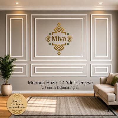 Dekoratif Boyanabilir 12 Adet Hazır Kesim Duvar Çerçeve Seti (Set:3360)