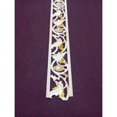 Dekoratif Poliüretan Duvar- Tavan Çıta Alın Bordürü -Renk : Beyaz Altın (EN:10 CM-BOY:100 CM)-Duvar Süsü