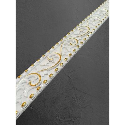 Dekoratif Poliüretan Saray Duvar&Tavan Çıta Bordürü -Beyaz Altın (EN:10 CM-BOY:100 CM)-Duvar Süsü